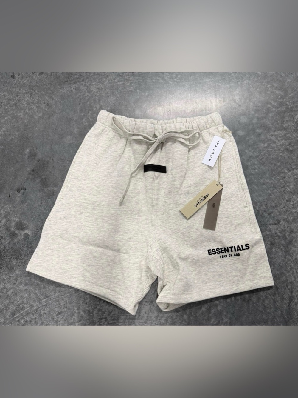 Essentials Men's Light oatmeal Athletic Drawstring Shorts